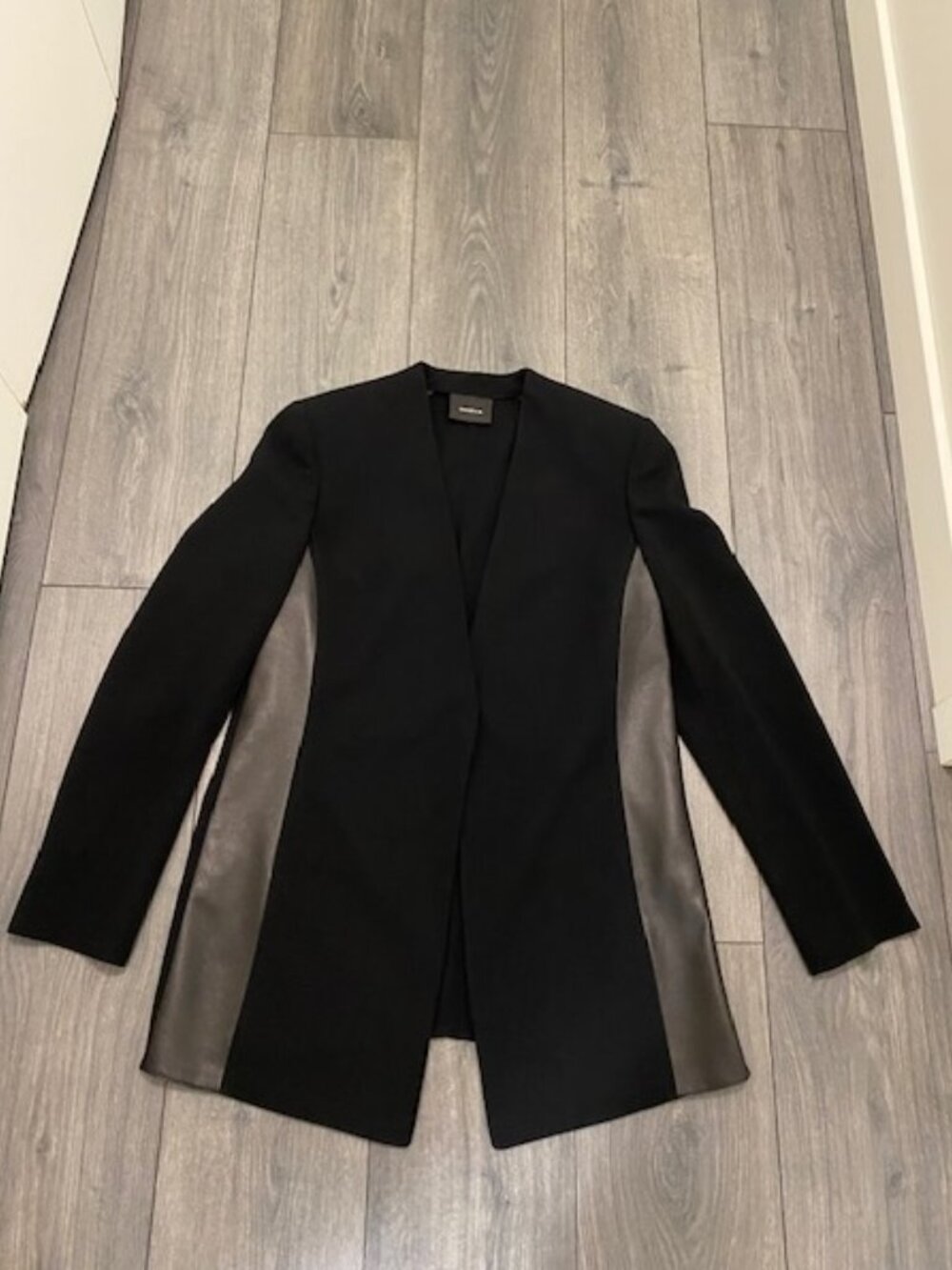 Akris Wool Leather Black Blazer Jacket Size 10